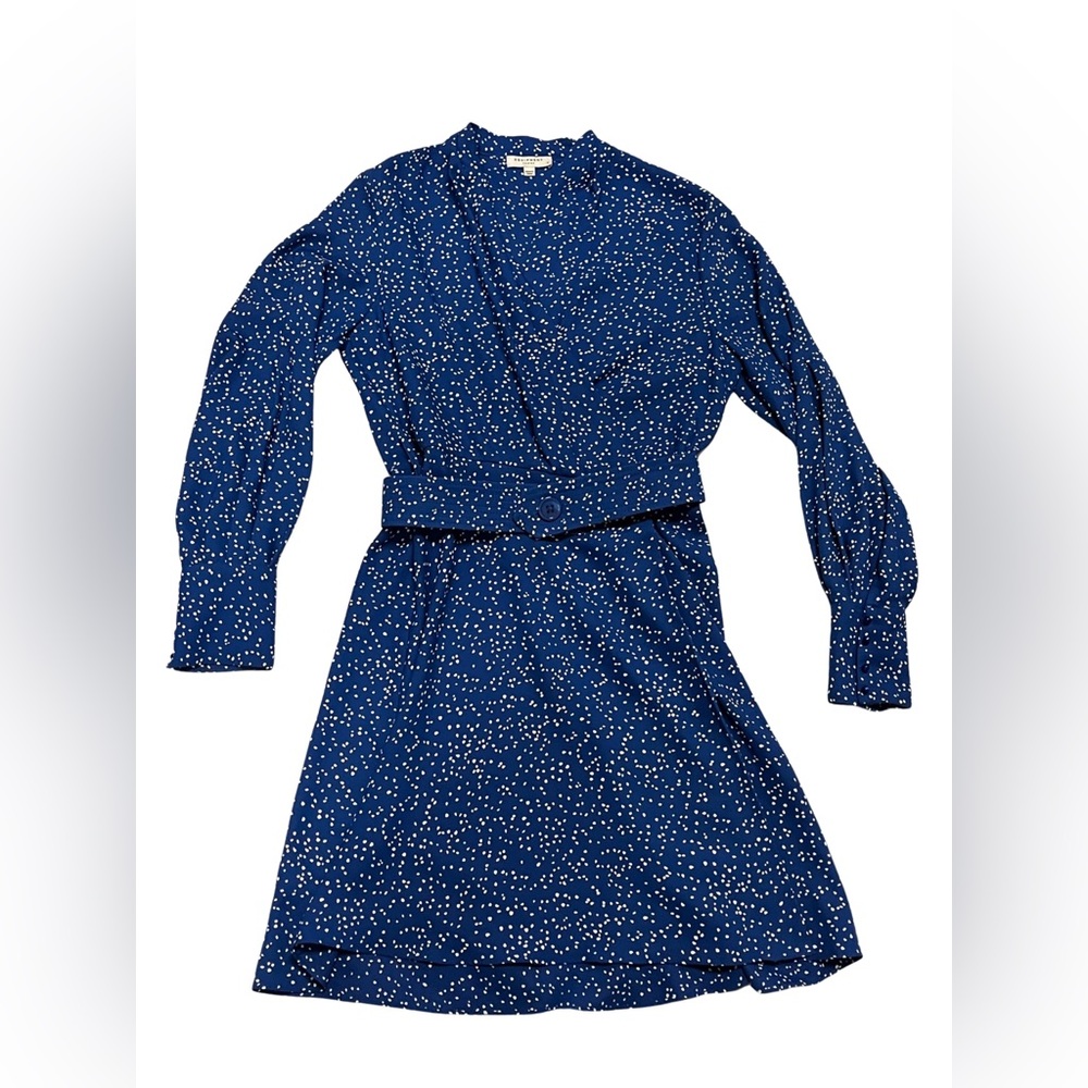 Equipment Femme Fanetta Blue Speckled Dotted Belted Wrap Dress Sz 4 Workwear